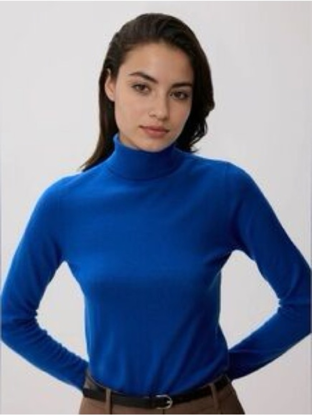 Lord & Taylor 100% Cashmere Royal Cobalt Blue Turtleneck Sweater